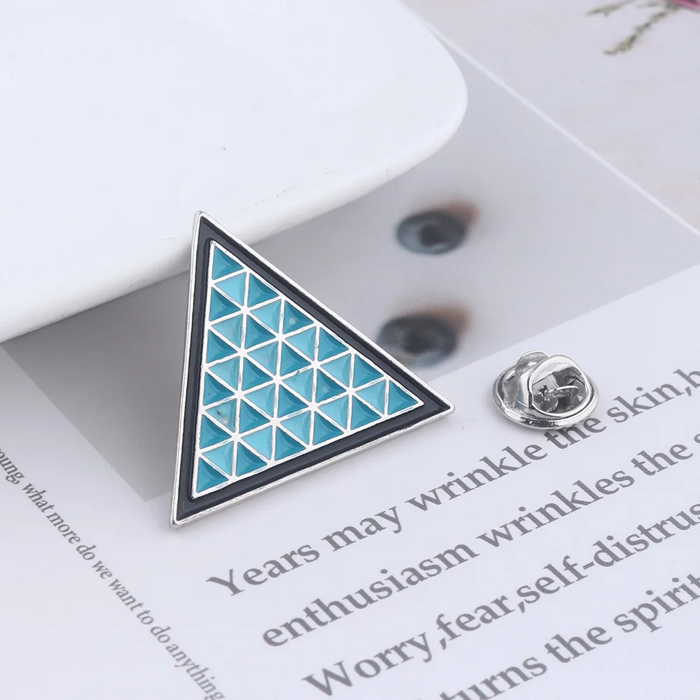 Game Detroit: Become Human Blue Triangle Badge Brooch Cosplay Props Men Women Backpack Jewelry Accessories Gifts