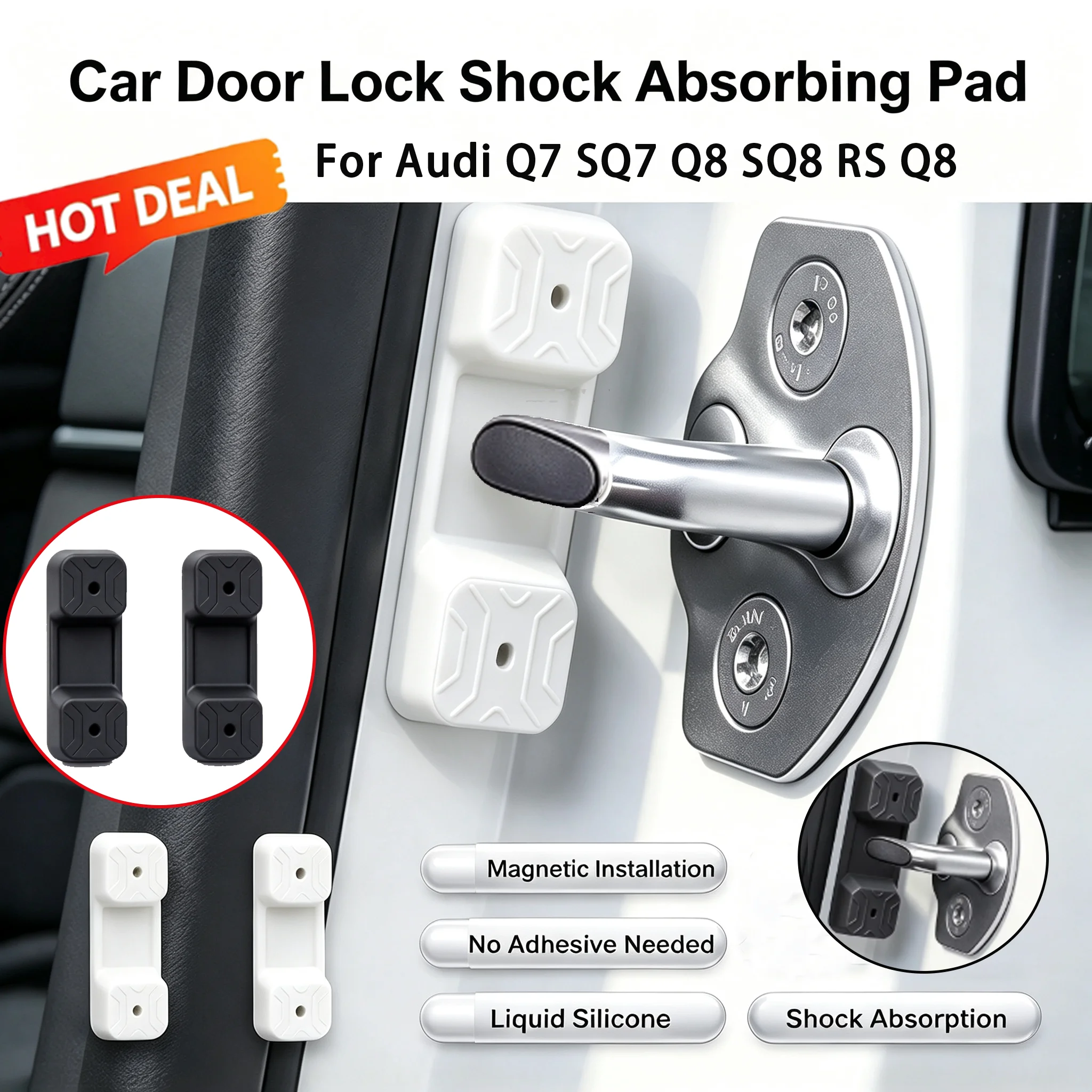 For Audi Q7 SQ7 Q8 SQ8 RS Q8 Magnetic Silicone Door Lock Dampener Pads Noise Reduction Buffer Shock Absorption