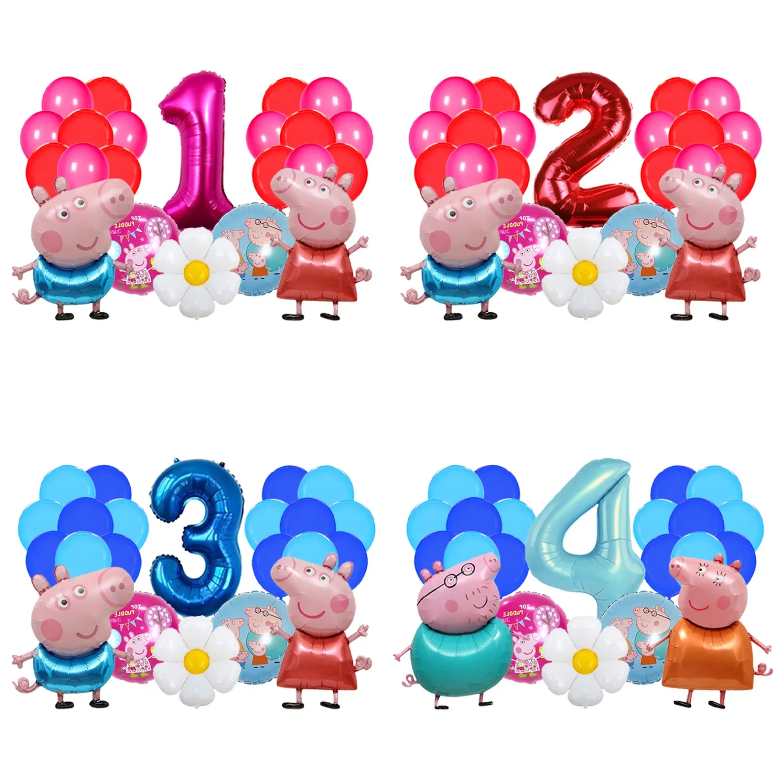 Peppa Pig George Dinosaur Age Balloon Glitter Blue Foil Mylar for Boy Toddler Birthday Party Cake Table Decor