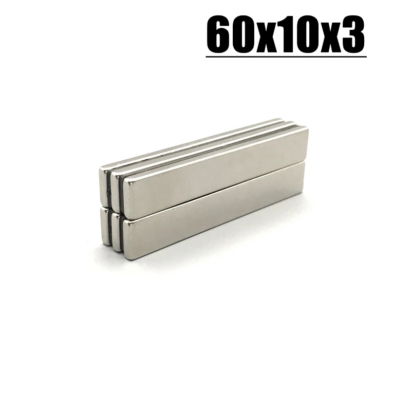 1/3/5/10Pcs 60x10x3mm Neodymium Magnet 60mm x 10mm x 3mm N35 NdFeB Block Hook Tool Permanent Magnetic Imanes 60*10*3