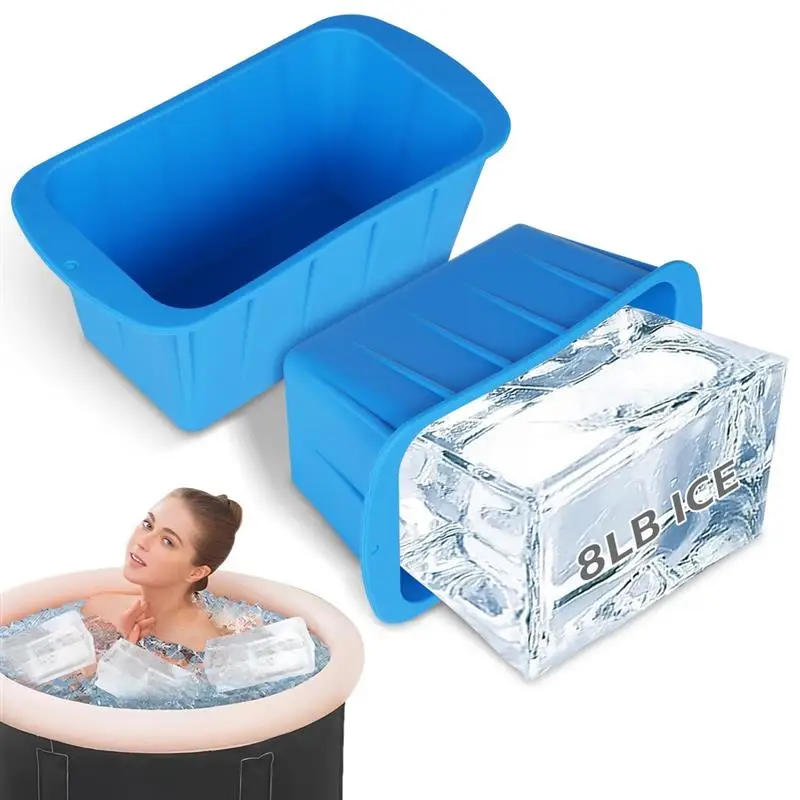 2Pcs Extra Large Ice Block Molds 8lb Silicone Ice Cube Molds Big Ice Cube Brick Makers Bath Accessories for Cold Plunge Tub