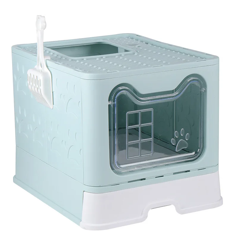 

STLF New Fully Enclosed 20L Oversized Plastic Cat LitterS Drawer Anti-Splash Cat Toilet Folding Design Cat LitterS Box Accessory