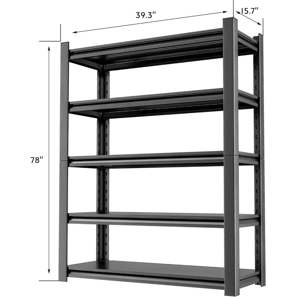 Garage Shelving Unit - 5-Tier Adjustable Metal Storage Shelf - Heavy Duty Industrial Rack for Garage, Basement, and Utility Room