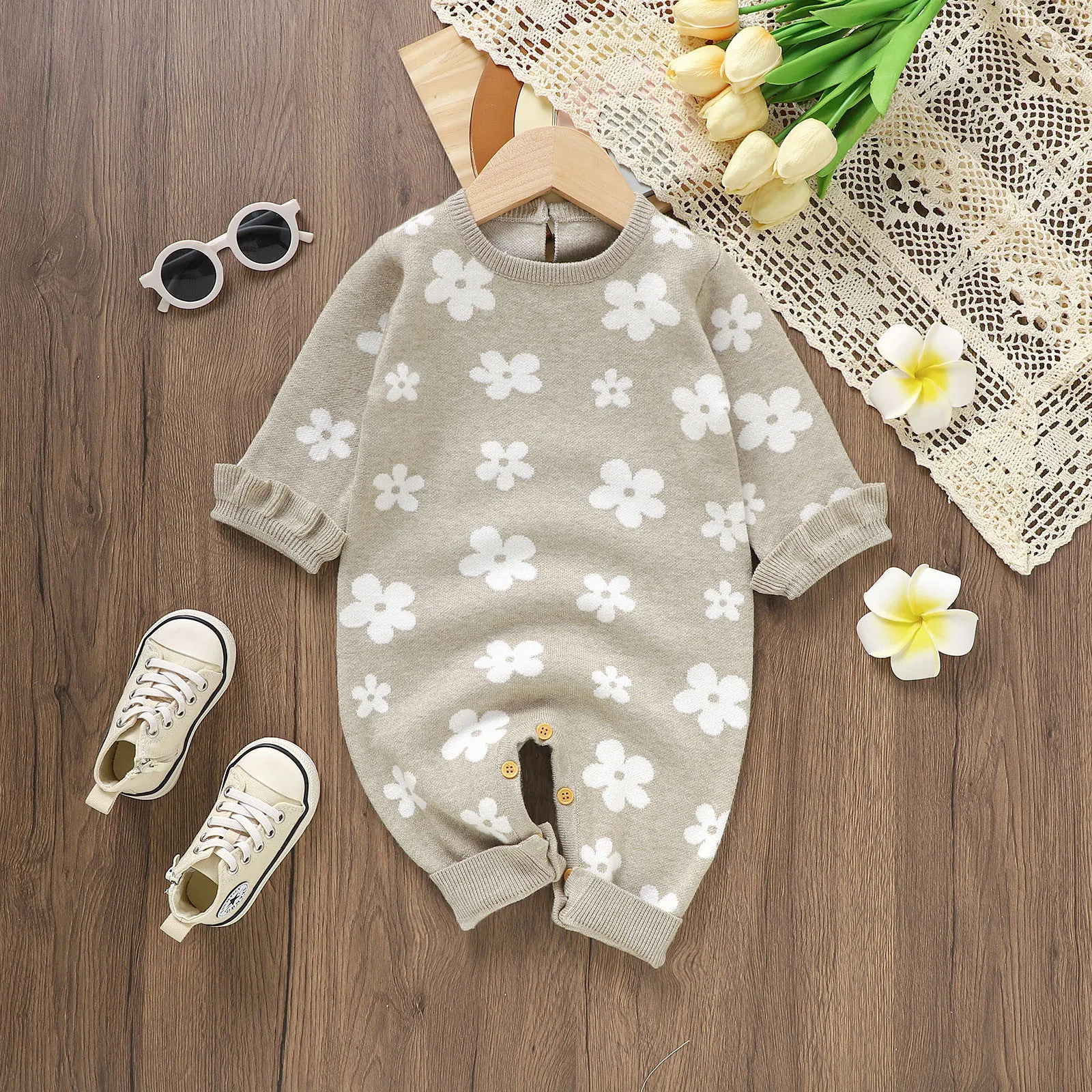 Baby Overalls Knit Romper 0 To 12 Months Outfits Infant Baby Jumpsuits Girls Winter Clothes Newborn Bodysuits One-pieces Costume