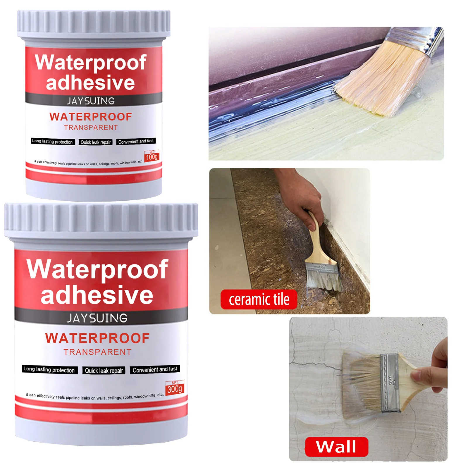 Professional Clear Waterproof Sealant Roof Bathroom Kitchen Leak Repair Crack Sealer Quick Dry Weatherproof Coating
