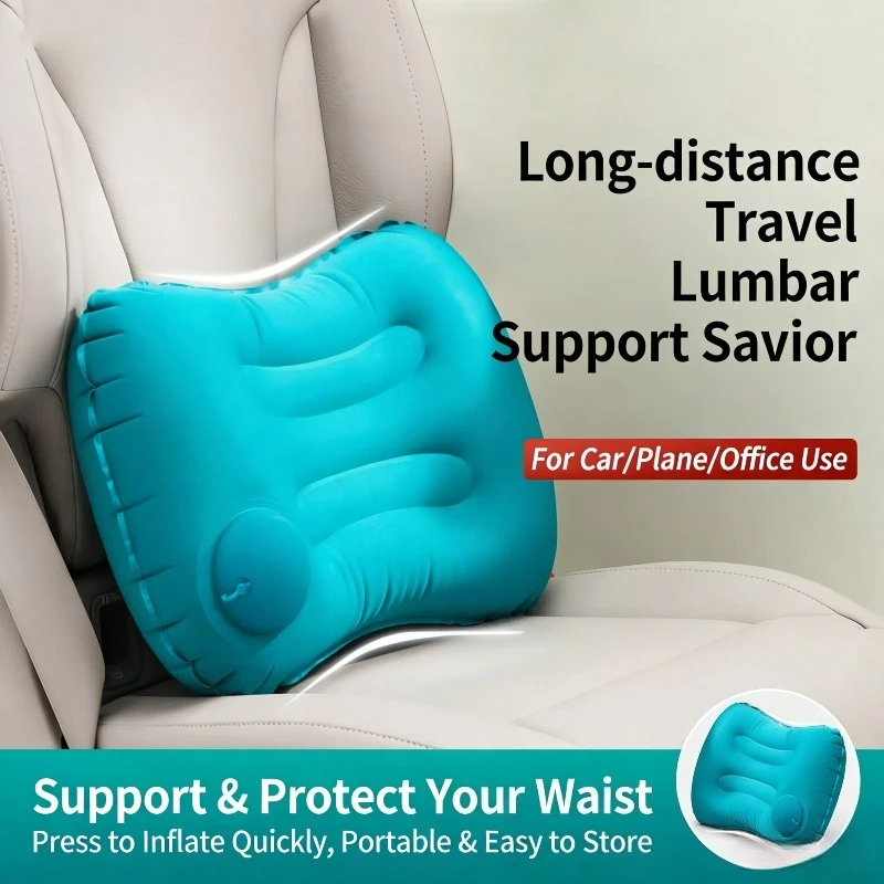 Portable Press Automatic Inflatable Travel Pillow Airplane Waist Cushion Prone Sleeping Nap Waist Protection Pillows Cushion