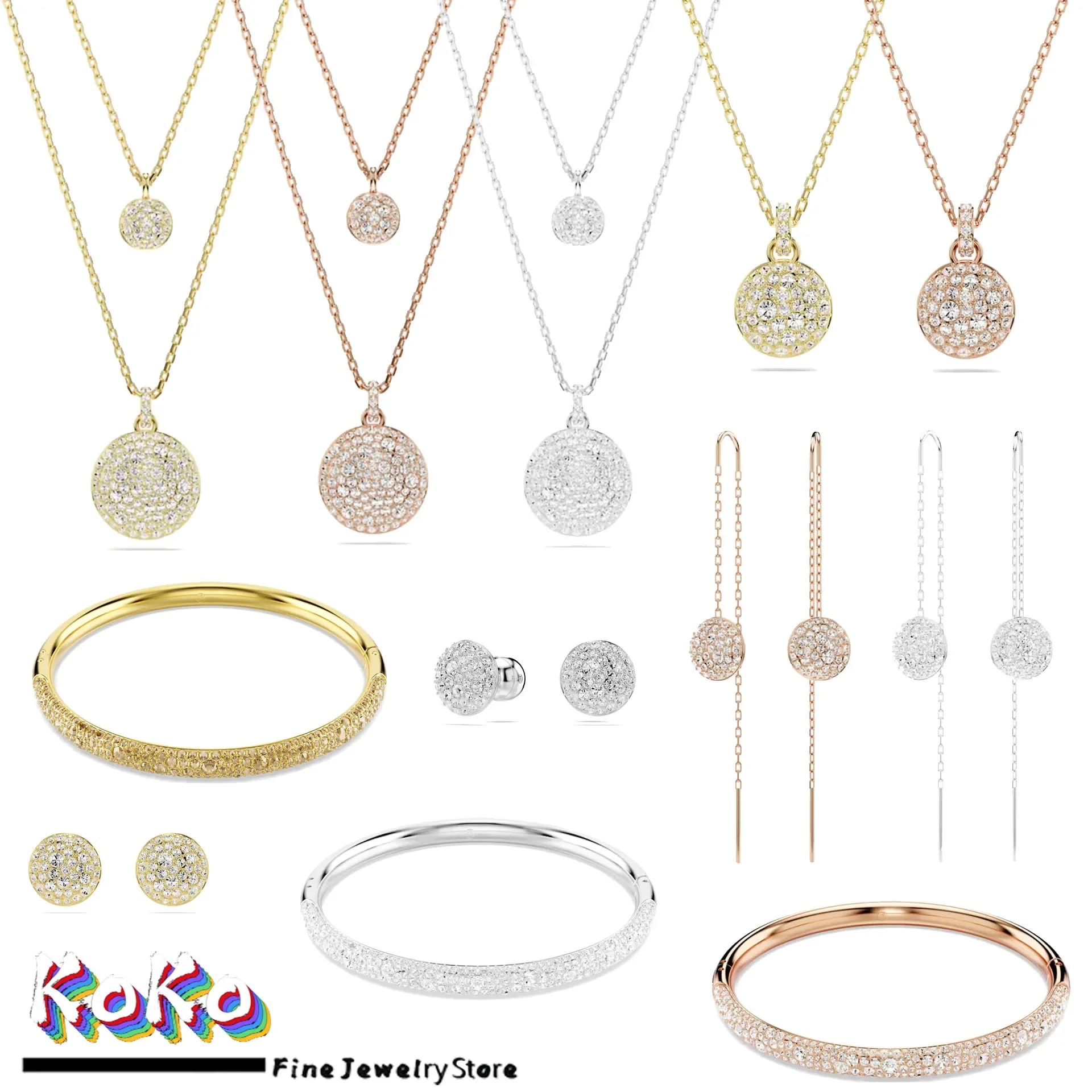 

Оригинальные новые роскошные простые ювелирные изделия из нержавеющей стали 2025 года для женщин, круглые ожерелья, браслет, серьги, аксессуары для вечеринок