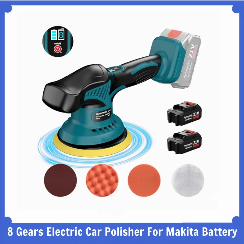Pulidor de búfer de coche inalámbrico de 8 engranajes, máquina pulidora automotriz, Kit de encerado de búfer de coche de 6 pulgadas para batería Makita de 18V