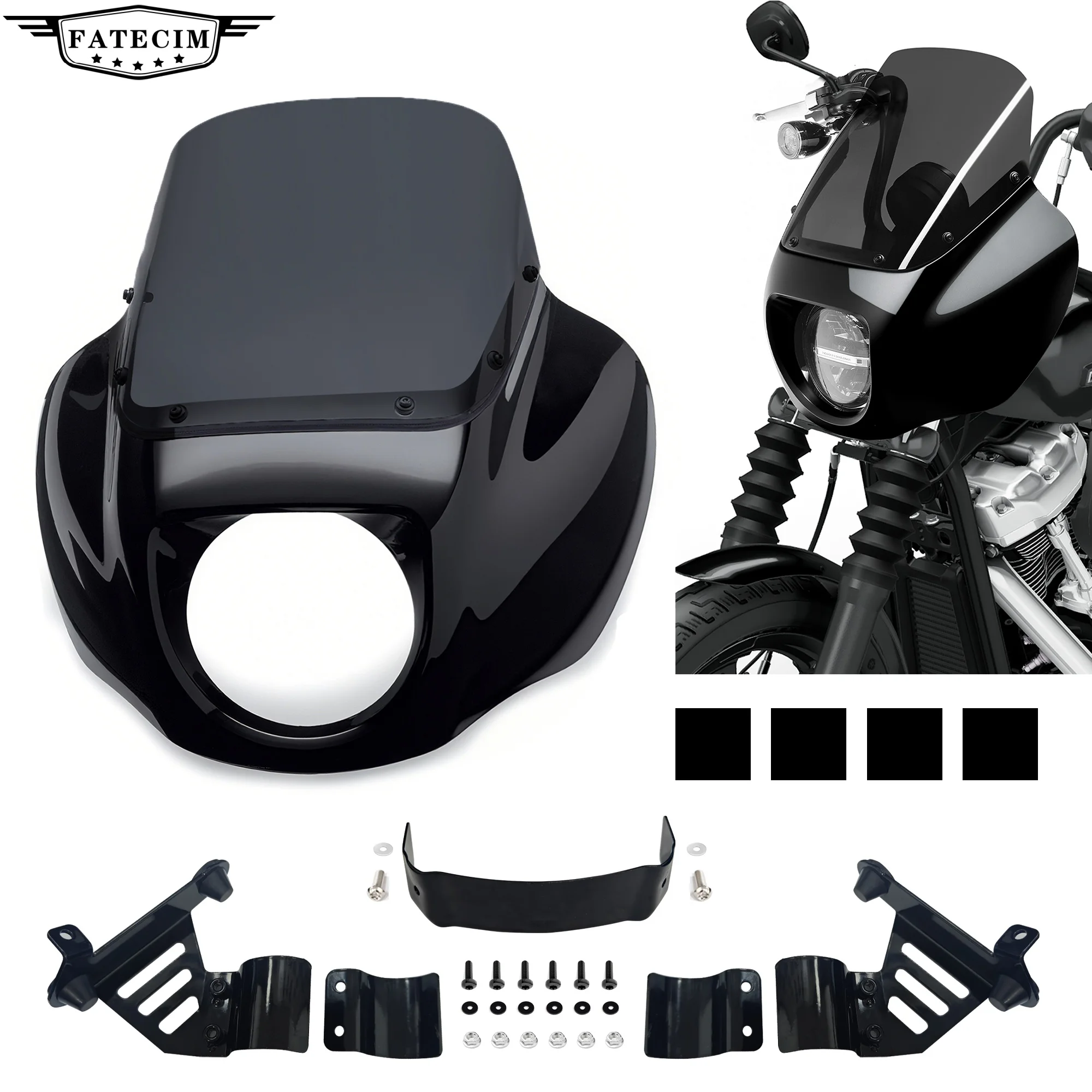 Viertelverkleidung 13" Windschutzscheiben-Montagehalterung für Harley Softail Street Bob FXBB 114 FXBBS 2021-2024 Standard FXST 2020-2024
