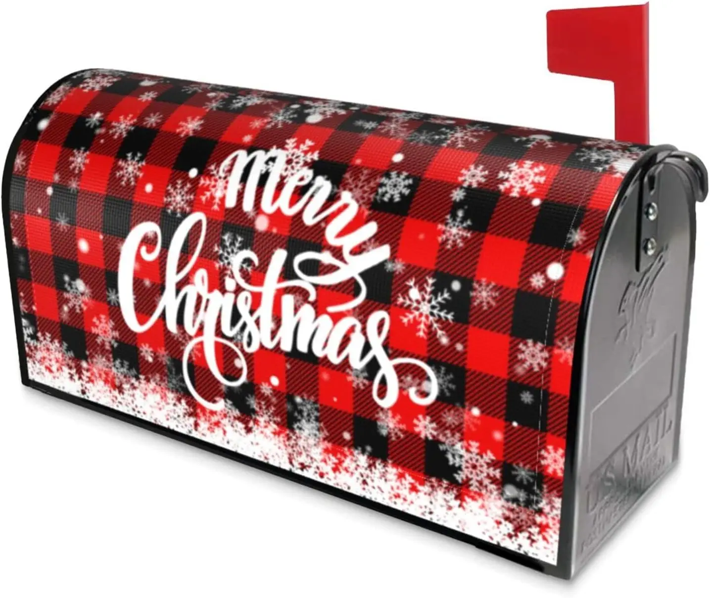 Merry Christmas Mailbox Cover Magnetic Standard  Winter Snowflake Decorative Christmas Large Mailbox Wraps Post Letter Box