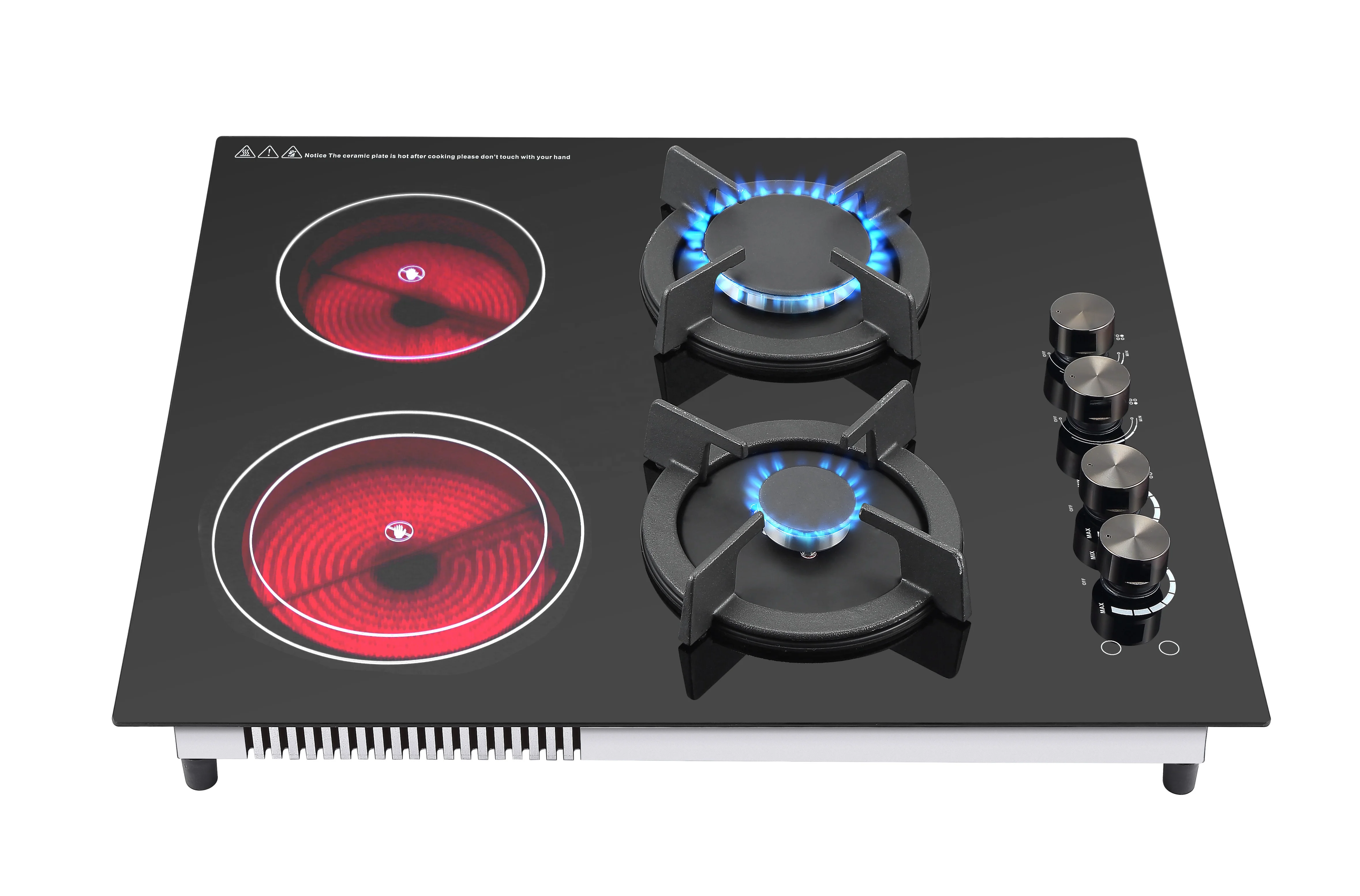 Ceramic and Gas Hob Best Sales Gas Ceramic Hob with 4 Burners Tempered Glass