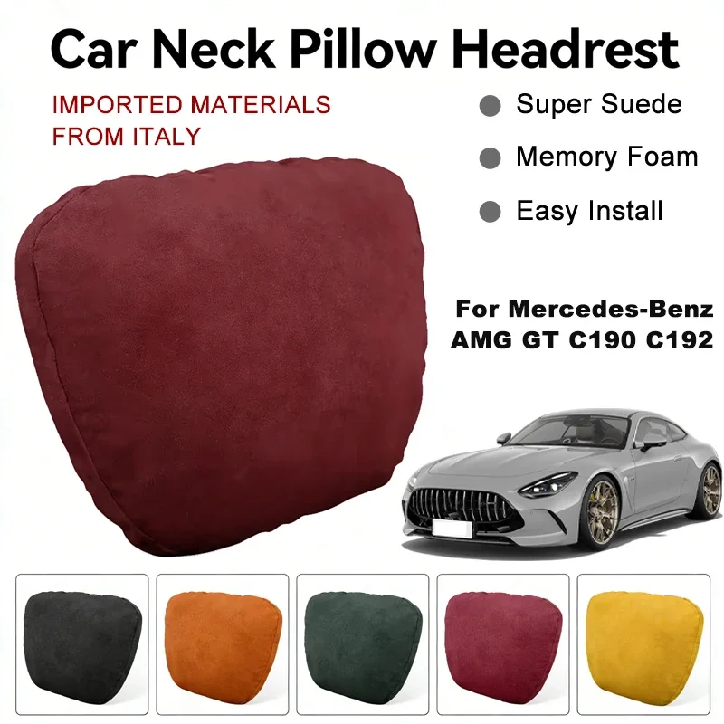 

Italy Suede Car Neck Rest Pillow For Mercedes-Benz AMG GT C190 C192 Seat Head Neck Support Cushion Auto Interior Accessories