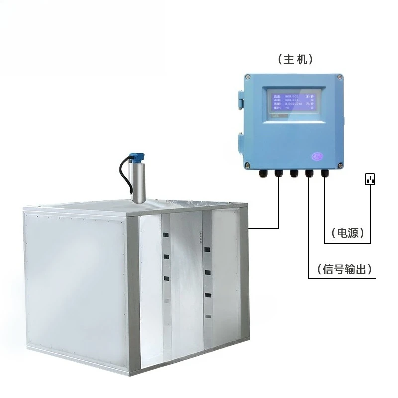 Ultrasonic open channel flowmeter, time difference method, box culvert flowmeter