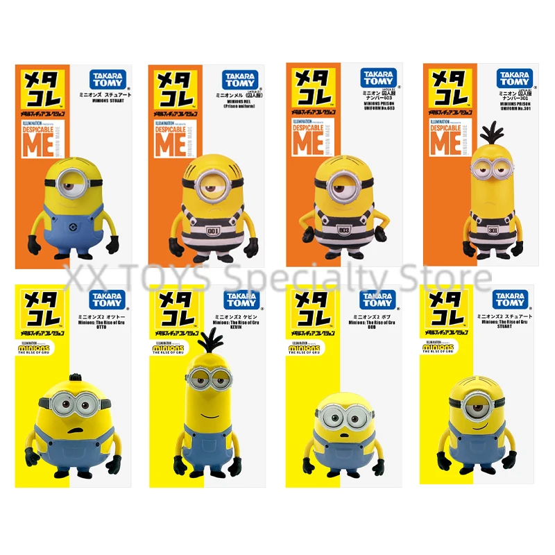 

Takara Tomy Metal Figure Collection Minions Stuart Kevin Gru Bob Mini Dolls Mel Minions Prison Uniform Metal Collectible Models