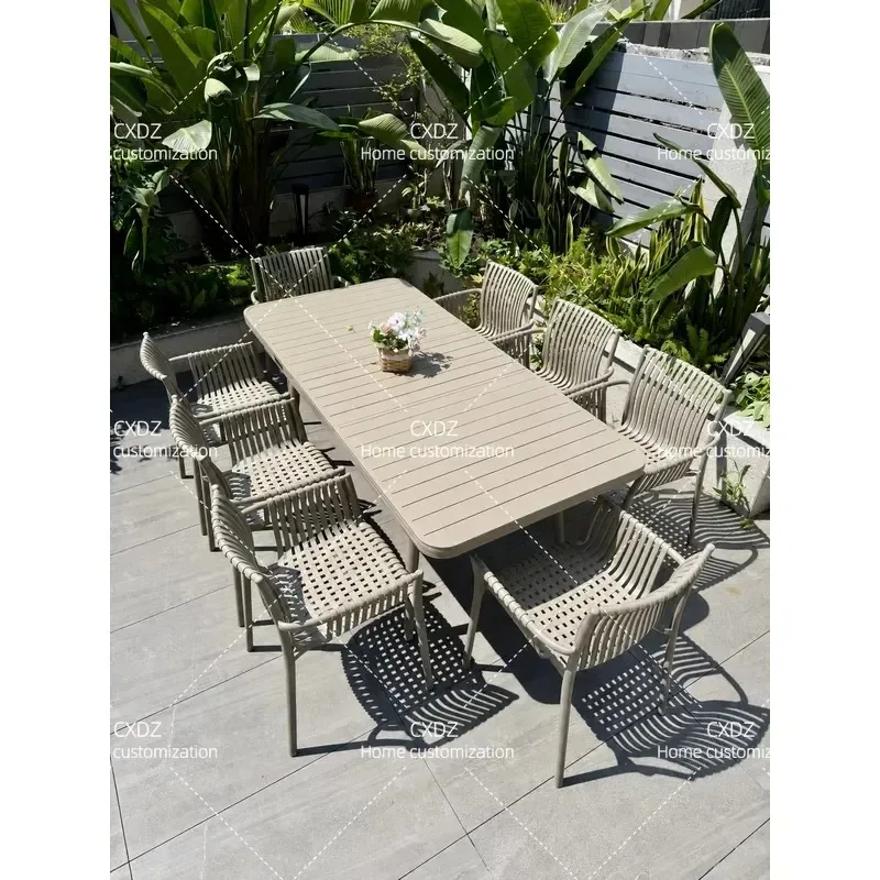 Outdoor Aluminum Alloy Table and Chair Set Waterproof Sunproof for Villa Camping Garden Terrace Balcony Casual Simple Design
