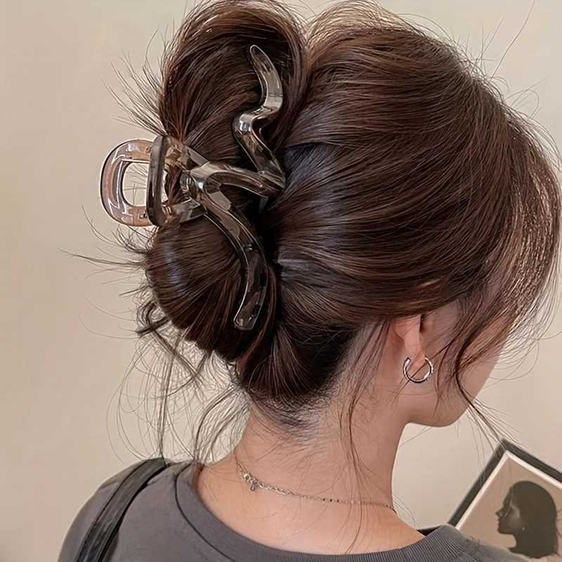 1 Acrylic Wave Hair Clip For Women - Fashionable And Elegant Hair Accessories - Hair Claw Headband - Hairstyle Shark Clip Gift image 2