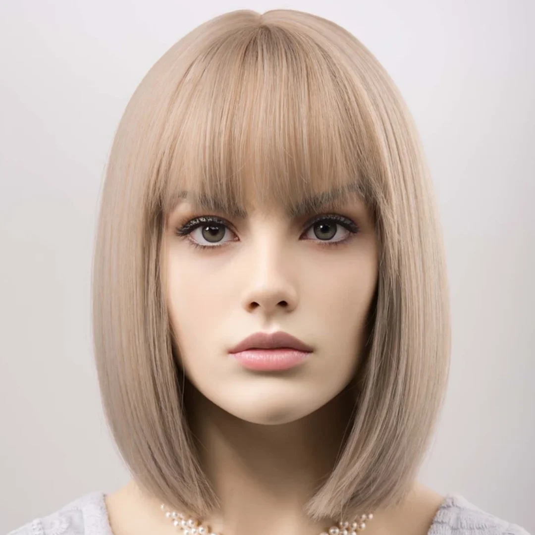 high-quality-synthetic-short-straight-bob-lace-wig-ash-brown-wig-with-bangs-for-women-daily-use-glueless-easy-to-wear