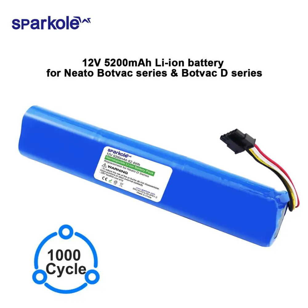 

Sparkole Upgrade 12V 5200mAh Li-ion Battery For Neato BotVac D Series 70e 75 80 85 D75 D85 Vacuum Cleaner Rechargeable Battery