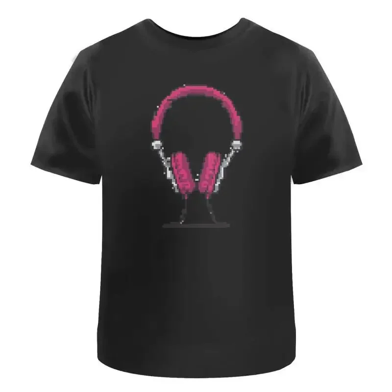 Headphones Pixel Art' Cotton T Shirt Ta045242