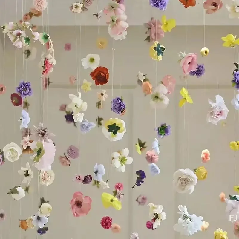 [YU]DIY Floating Flower Door Curtain Material Package 20pcs Plant Random Flowers Simulated Flower Scene Layout Decoration
