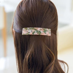 Rectangle Resin Spring Clip Barrette For Women French Marble Print Hairpins Side Clip Shiny Acetate Hair Clip Hair Accessories