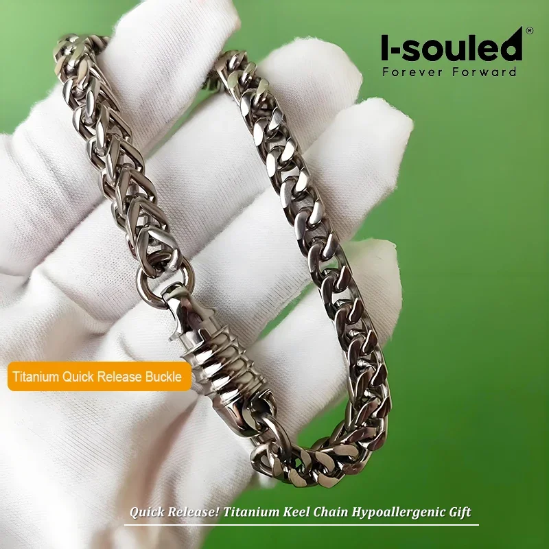 7mm TA1 Pure Titanium Square Keel Chain Bracelet for Men Hypoallergenic Anti-Tarnish Welded Hip Hop Punk Jewelry Gift for Him