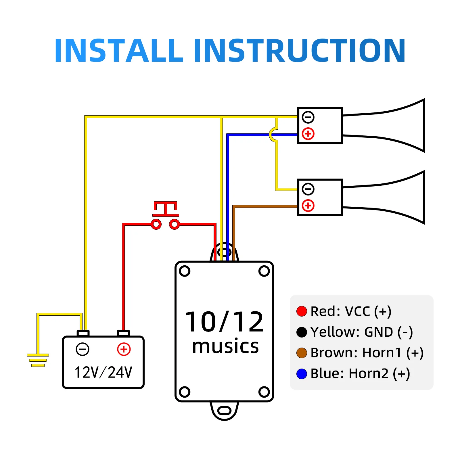 12 Sound Musical Electronic Horn Controller 3+Pro Horn Speaker Sound Control with Horn 12V Loud Sound Car For Boat Motor Custom