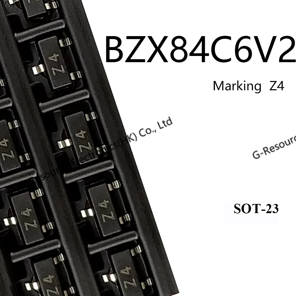 (100pcs) BZX84C6V2 Z4 SOT-23 Zener Diode 6.2V 350mW 10Ω 3µA for Overvoltage Protection