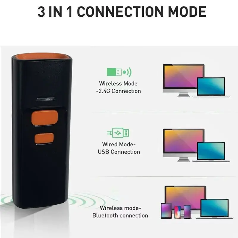 New!!BT 2D Barcode Reader With Charge Base For Mobile Phone Ipad Wireless Barcode Scanner Mini 1D 2D QR Bar Code Reader