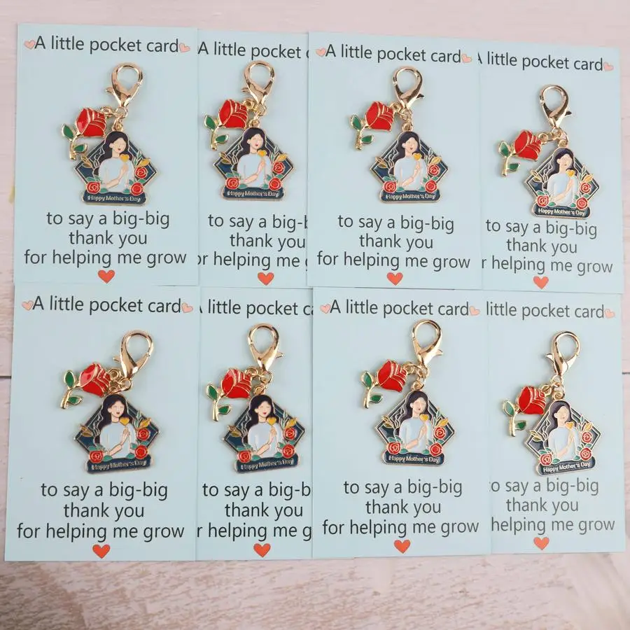 1/5/10/20/50/100pcs 2D Flat - s 2D Mother'S Day Series Keychain Set with a Small Pocket Hug Card. Positive Support Gift, Holiday