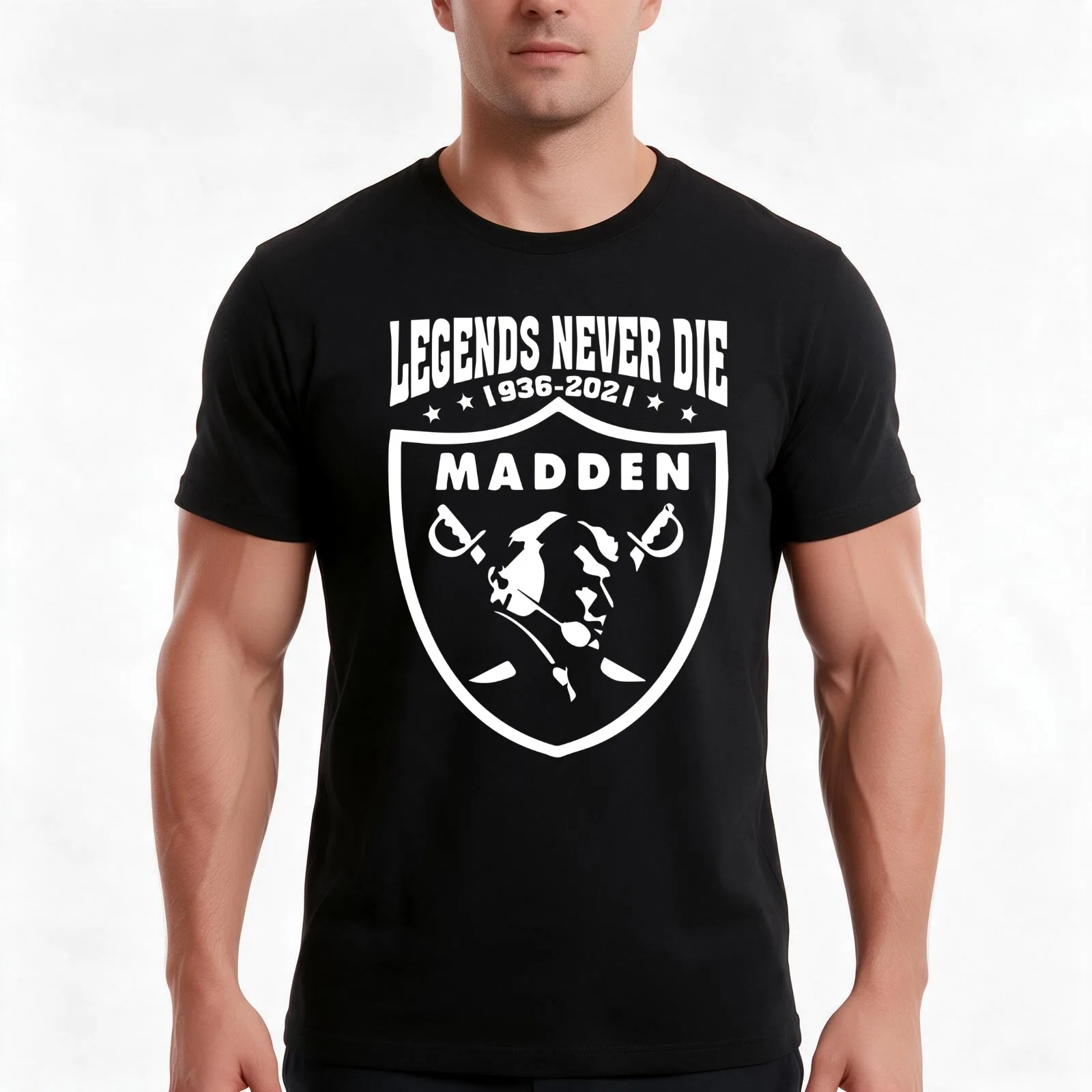 Vintage Style John Madden Never Die T-Shirt Summer Casual Cotton Tee Oversized Streetwear Tops Vintage Graphic Print
