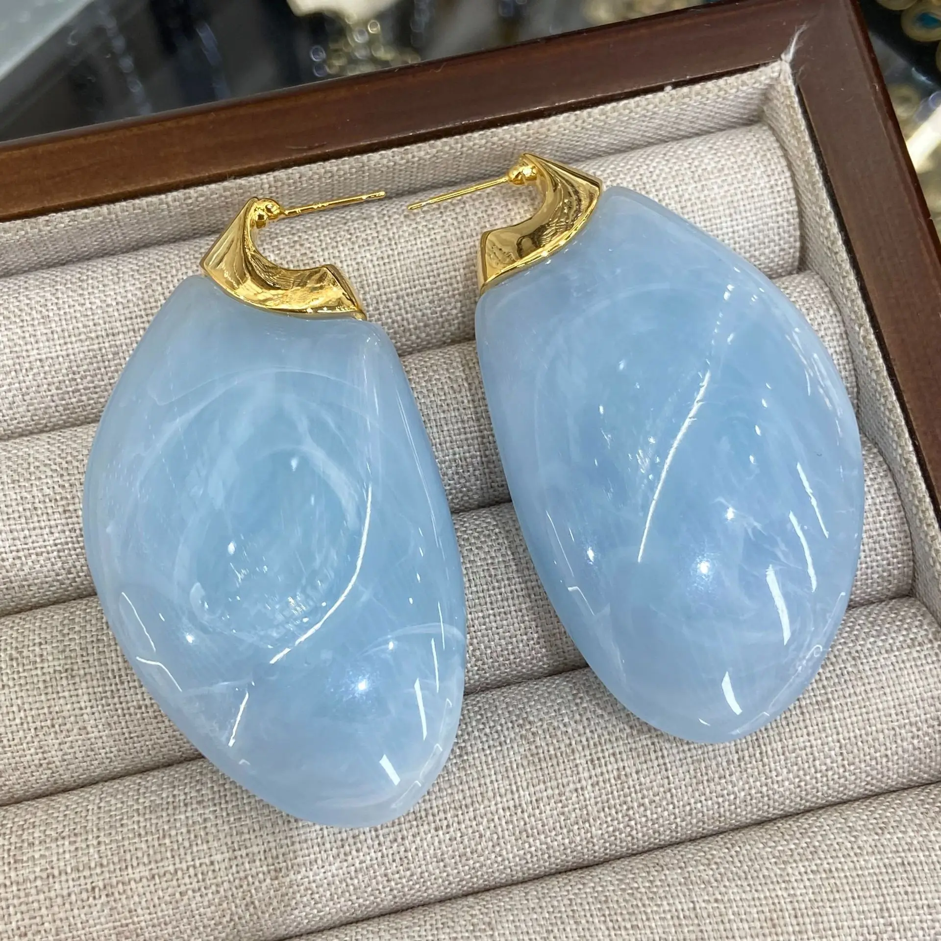 Large Irregular Teardrop Acrylic Earrings Marbled Texture Colorful Water Drop Dangle Earrings Big Statement Earrings Women