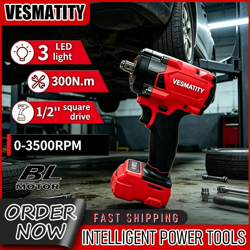 Car Truck Repair 500NM Brushless Cordless Impact Driver Electric Screwdriver Compatible with Milwaukee Battery
