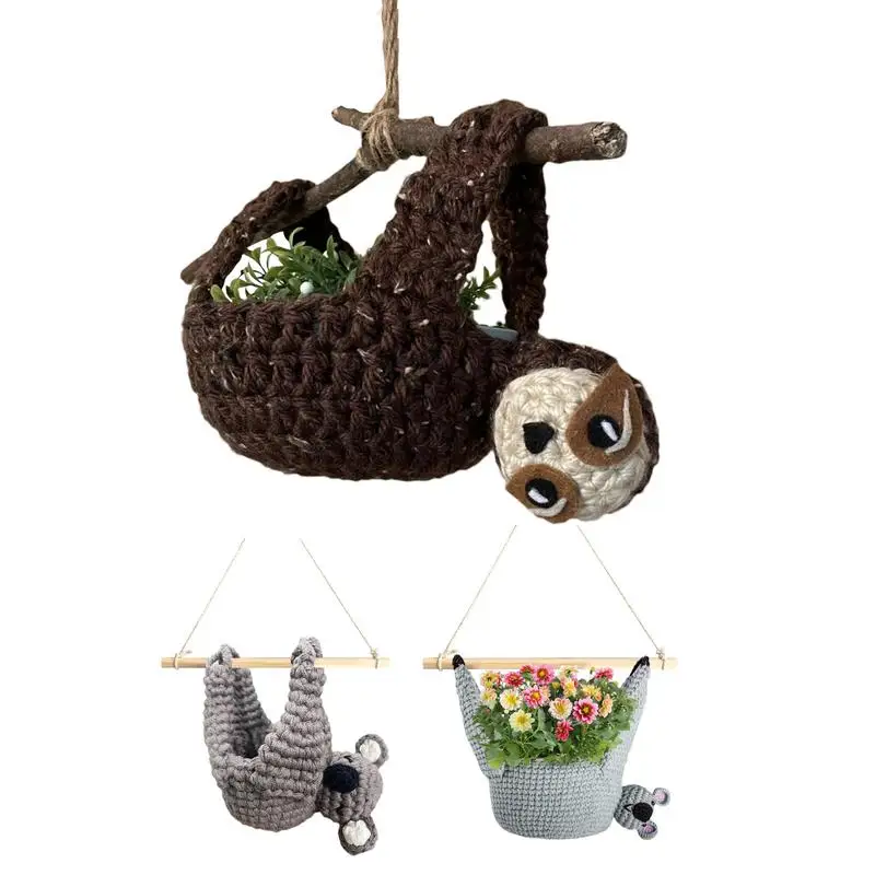 Succulent Pot Hanger Creative Sloth Shape Succulent Plant Hanger Bohemian Style Indoor Outdoor Flower Pot Holder For Balcony