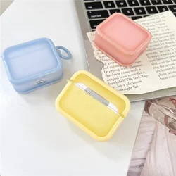 Simple Candy Square PC+TPU Case for Apple AirPods 1 2 Pro 3rd Solid Color Case for AirPods 3 Air Pods Pro Case with Keyring