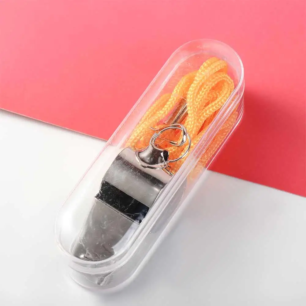 

Soccer Loud Metal Whistle with Rope Professional Stainless Steel Whistles Smooth Portable Referee Whistles Party