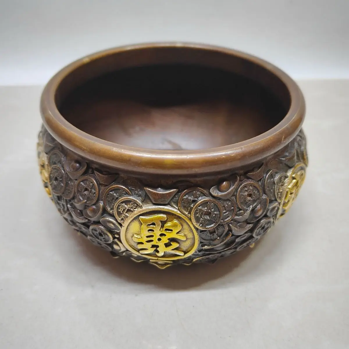 Pure copper cornucopia attracts wealth and gathers wealth in the entrance, handicrafts brass
