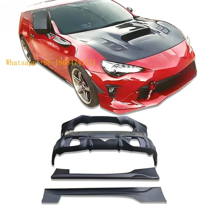 Style Body Kit Front Lip Side Skirts Rear Lip Rear Spoiler Compatible with GT86 2017-2020 Sport Car Exterior Modification