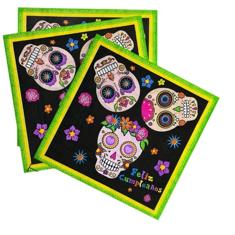 

Halloween Party Tissue Paper PlateFragrance Free Printed Tissue Paper Cartoon Tissue Paper Skull Printed TissueCocktail 10pcs