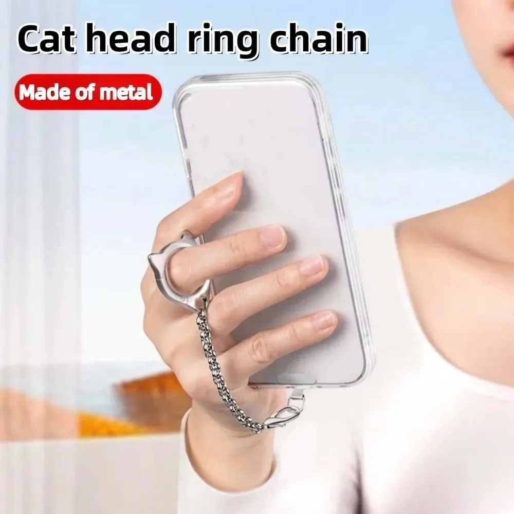 

Cat Head Mobile Phone Hanging Rope Ring Buckle Pendant Cell Phone Strap Metal Chain Handheld Mobile Phone Lanyard New Year Gift