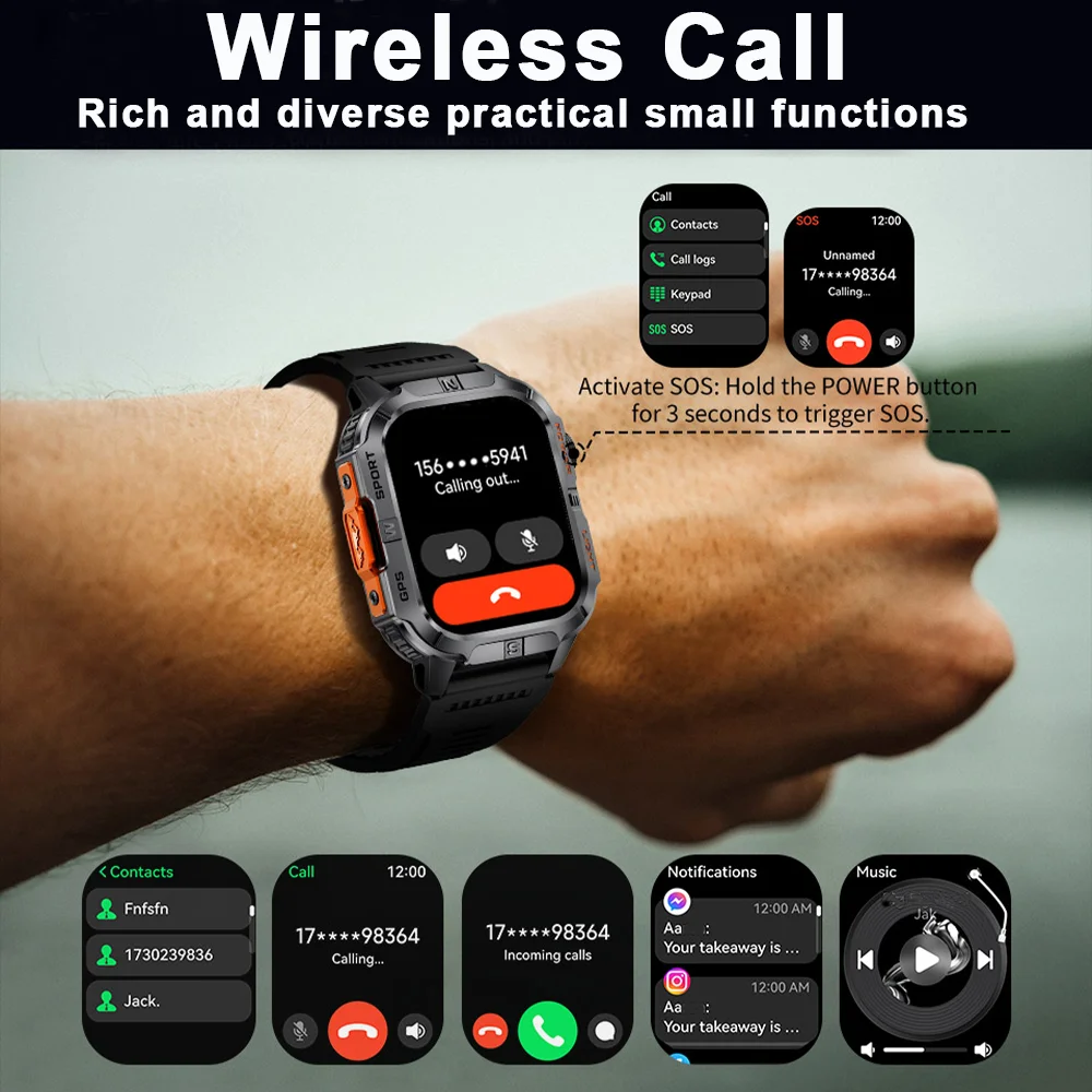 2025 novo daorkow smartwatch masculino embutido gps 540 mah bateria 3atm à prova dwaterproof água bússola barômetro altímetro esportes smartwatch feminino