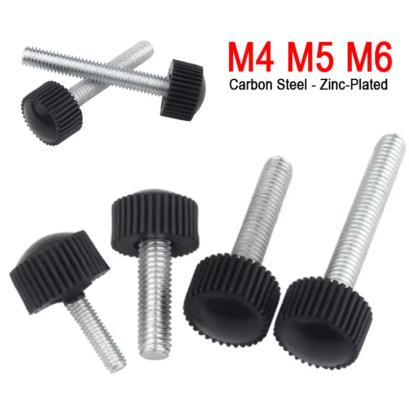 5/10Pcs Round Plastic Head Adjustable Handle Screw M4 M5 M6 Bakelite Hand Twist Bolt Zinc Plated Steel Machinery Knob Fastener