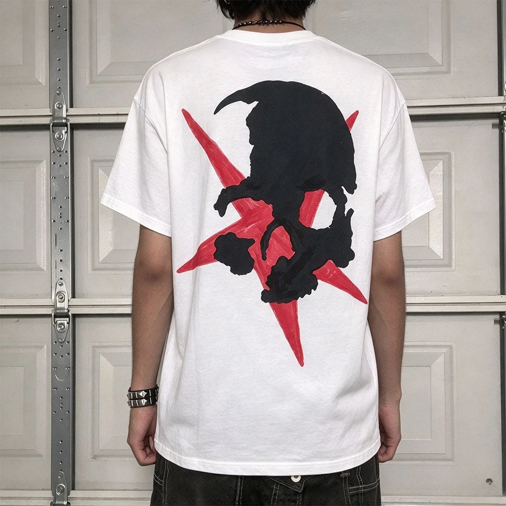 Goth-style printed T-shirts, Y2K Harajuku style, retro millennial style, loose-fitting T-shirts suitable for both men and women