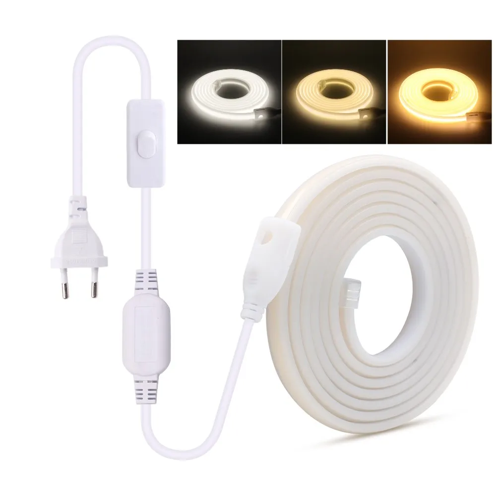 

10M 20M FOB Tube LED Strip Neon Light 220V 288LED/M High Density IP65 Lamp Tape For Bedroom Kitchen Outdoor Garden Décor