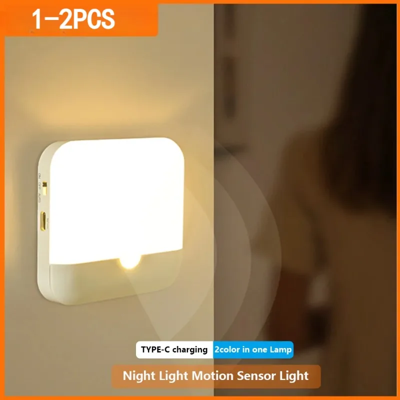 

Motion Sensor Light Led Usb TYPE-C Charging Square Lamp for Bedroom Kitchen Stair Hallway Wardrobe Cupboard Lighting Night Light
