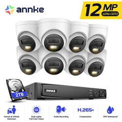 ANNKE 12MP Smart Dual Light Camera Kits Security Cam 8CH NVR 8PCS POE Camera Outdoor CCTV Video Surveillance Protection Camera