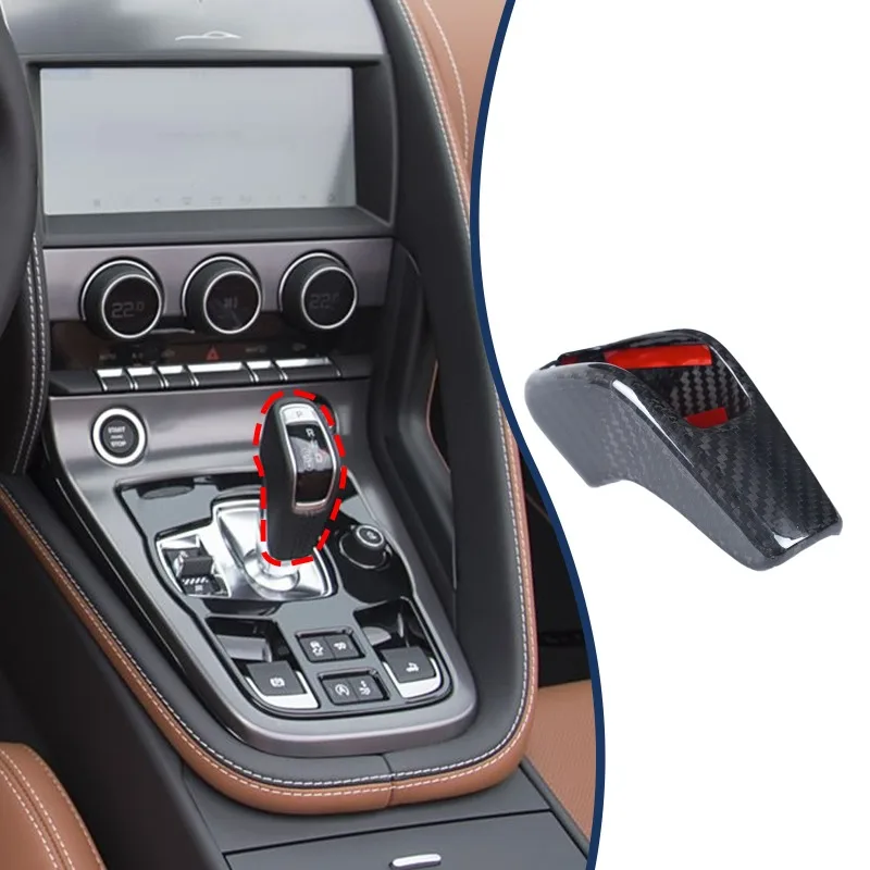 Real Carbon Fiber For 2013+ Jaguar F-TYPE  Center Console Gear Knob Cover  Protective Sleeve  Car Interior  Accessories