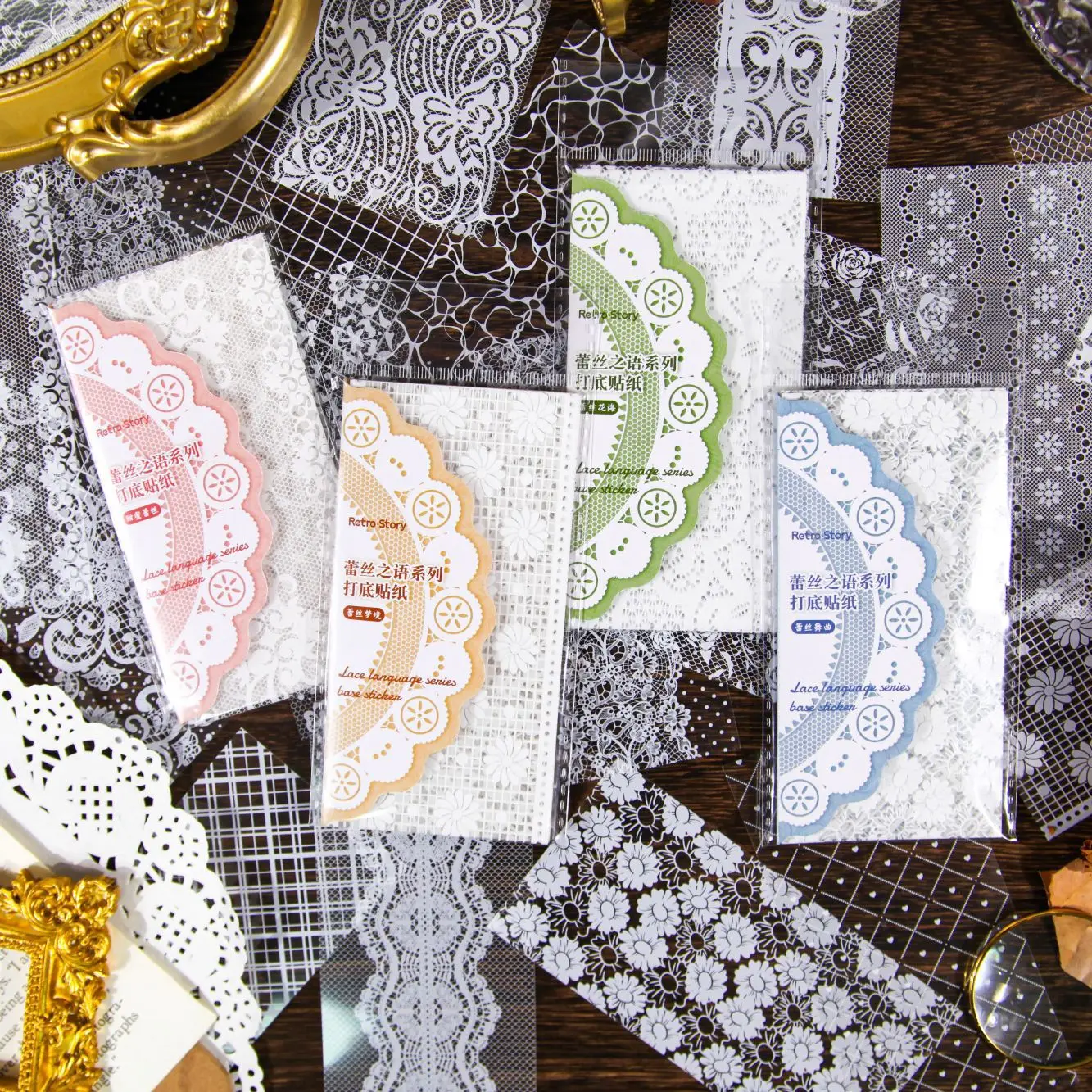 12pcs/1lot Kawaii Stationery Stickers  Word of Lace Diary Decorative Mobile Stickers Scrapbooking DIY Craft Stickers