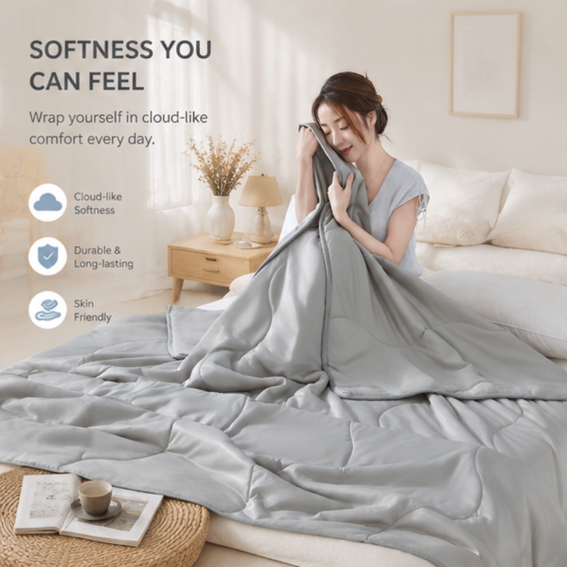 Solid Color Light Cooling Duvet Ultra Thin Soft Breathable Summer Quilt Cozy Bedding For Indoor Bedroom Air Condition Daily
