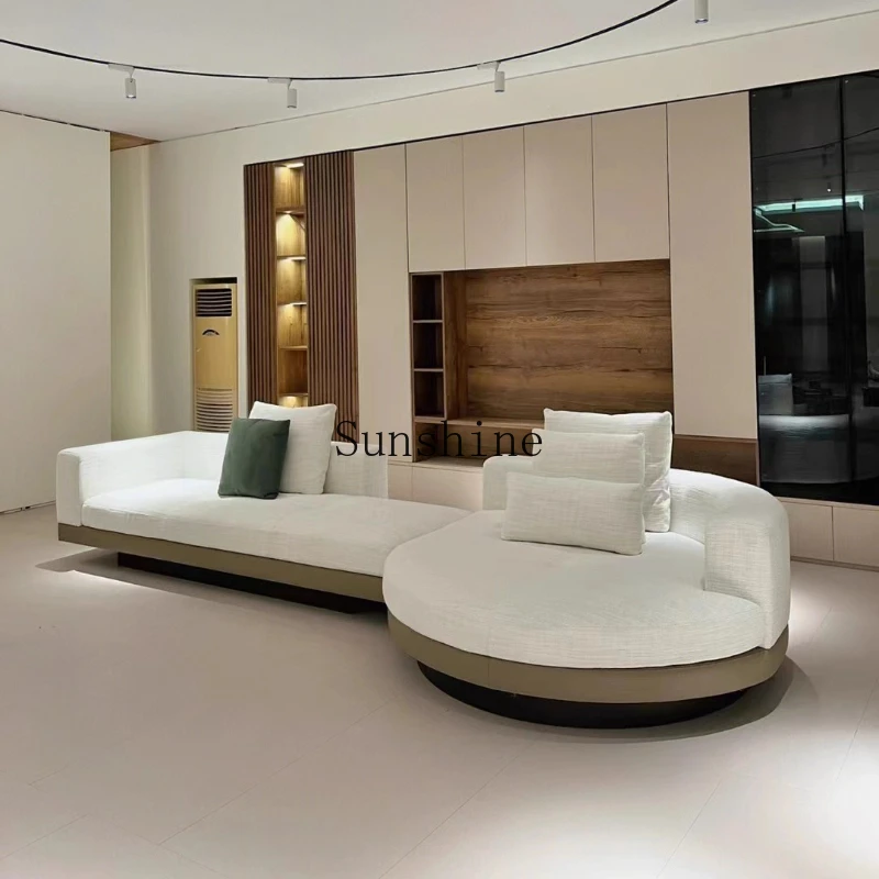 

Italian minimalist arc L-shaped corner cotton and linen fabric sofa